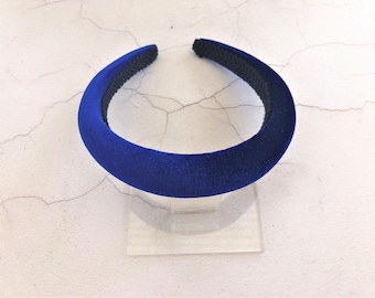 Royal Blue Velvet Padded headband alice band hair band with rounded Padding 2.5 cms wide