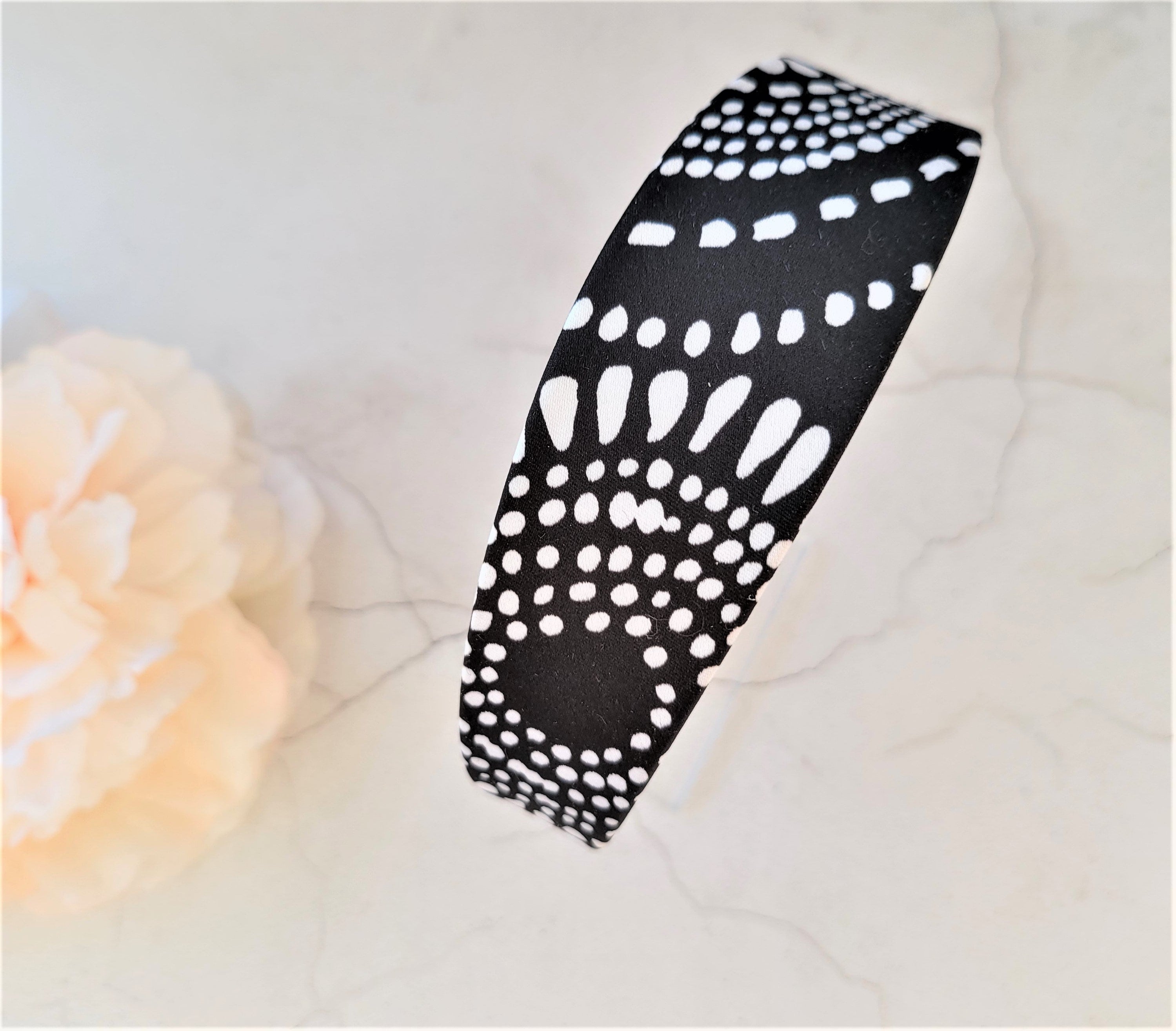 Damen Stirnband Mit Kettenglied-Design – Breites Alice Band In Schwarz, Glänzend