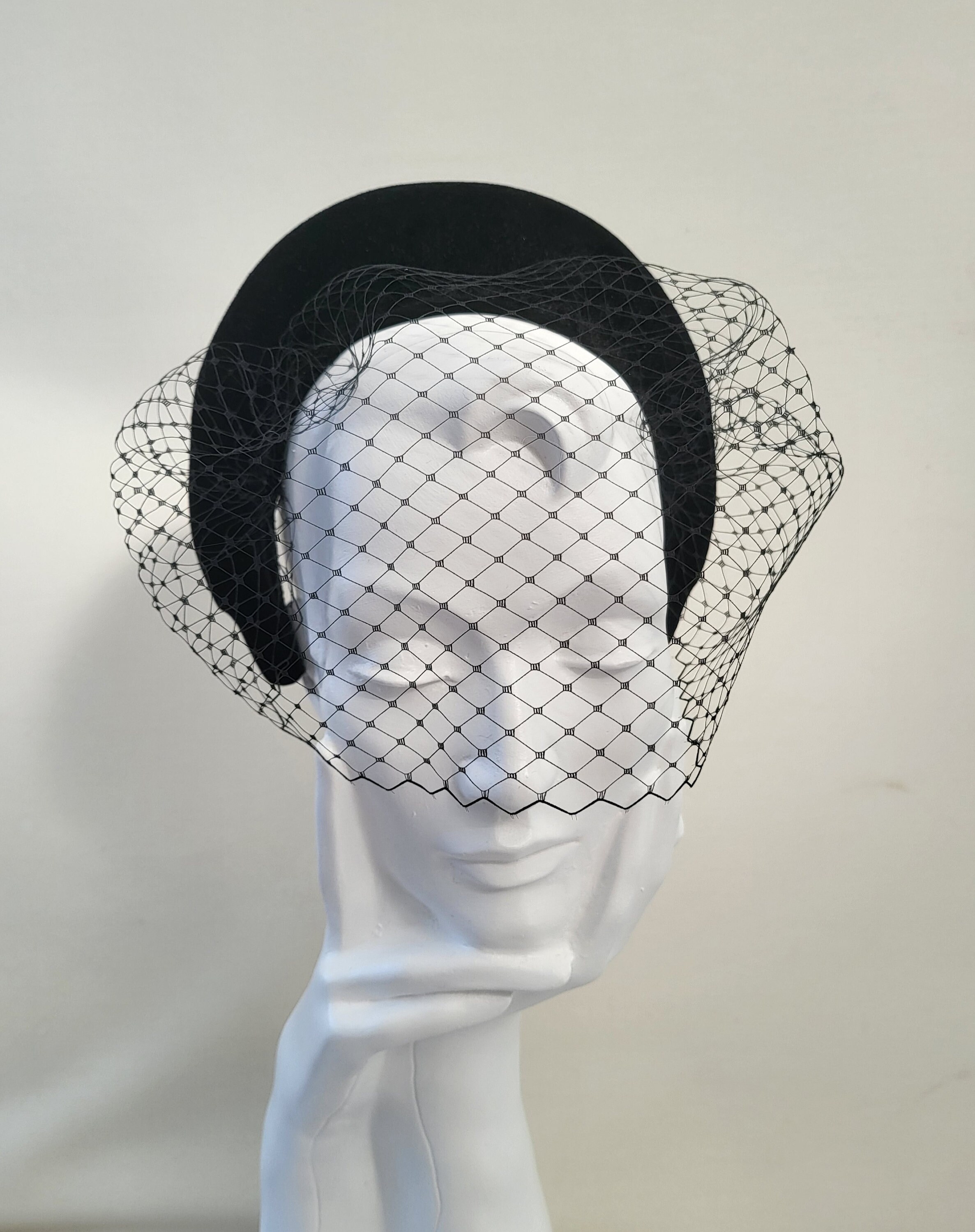 Black Halo Headband, Velvet Crown, 4 Cms Wide High Tall