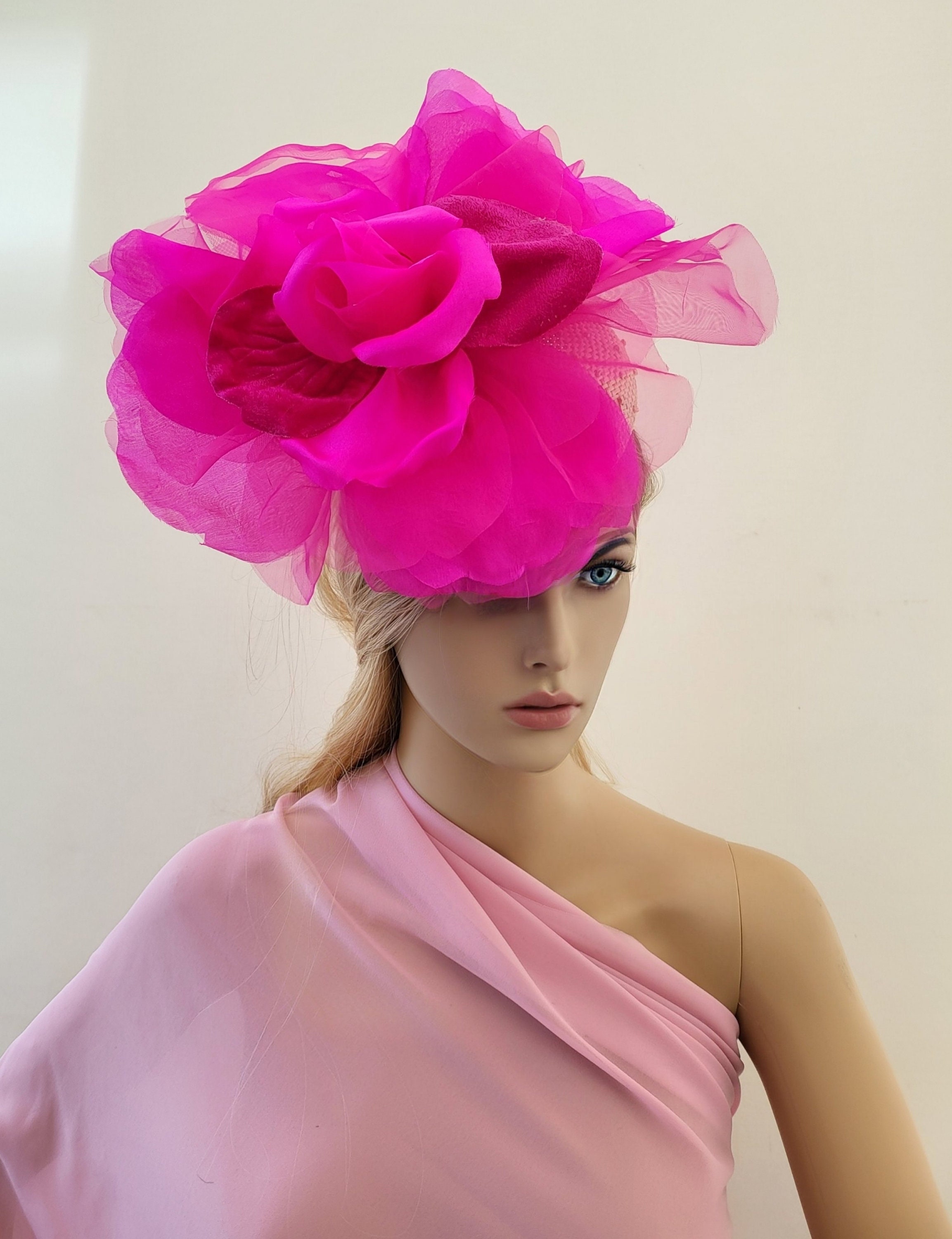1960\'s Pillbox Style Hat Silk Flowers Netting Face Covering Satin Bow Romantic Silk Pillbox Hat - Etsy main image 4