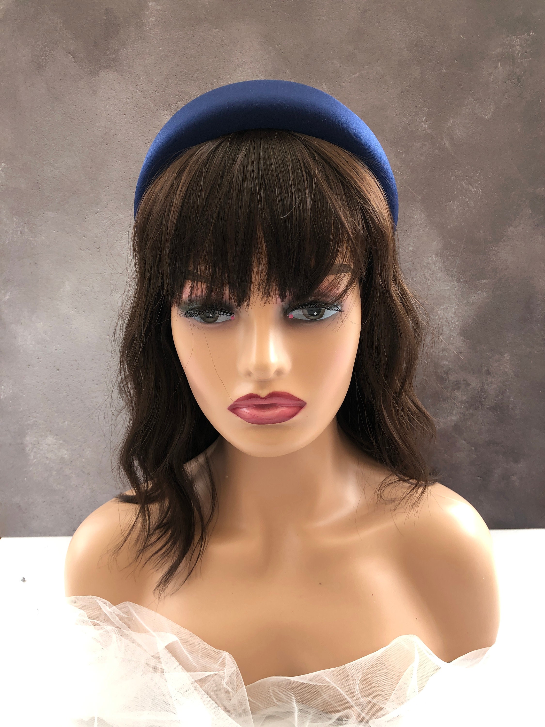 Navy Blue Satin Square Padded Headband Alice Band Hair Band 4 Etsy UK