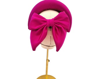 Fuchsia Pink Silk Headband Bandeau With Matching Bow Fascinator