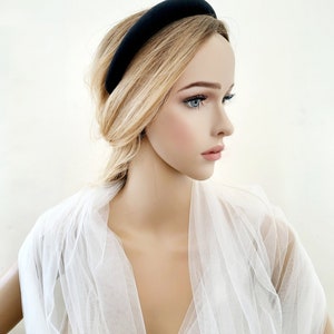 Black Velvet Padded headband, with Plush Rounded Padding 2.5 cms wide, halo style image 3