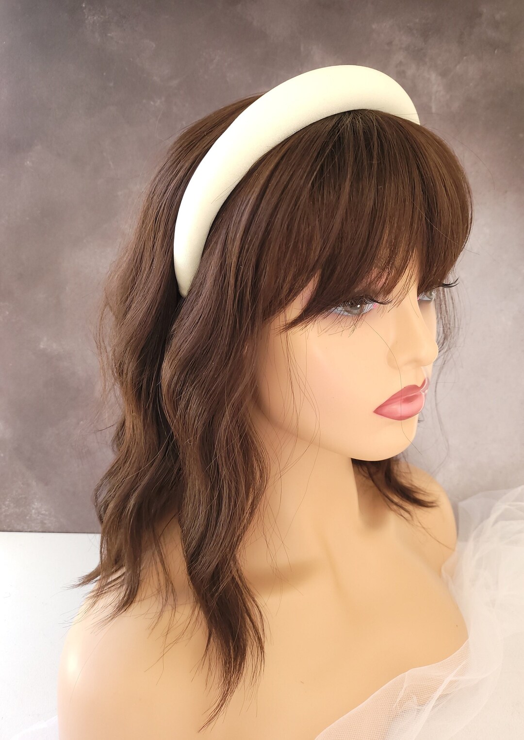 Cream Satin Padded Headband Hair Band 2.5 Cms Wide With  display picture 2