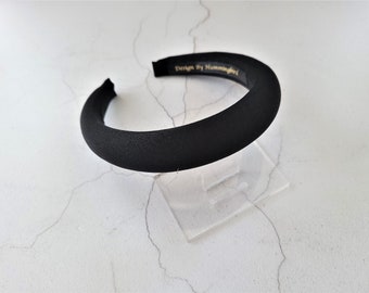 Black Satin Padded headband Hair Band 2.5 cms Wide with Rounded Padding