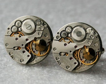 Steampunk-manchetknopen met kristallen uurwerk