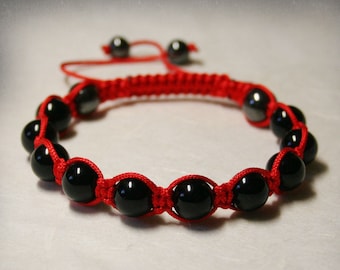 Beautiful handmade MEN Shamballa Bracelet with  Black Agate Onyx  Beads , stone bracelet , Agate Bracelet