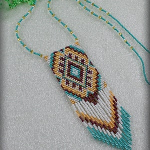 Gift Beaded necklace - seed bead jewelry - beaded pendant - ethnic / boho, traditional beadwork