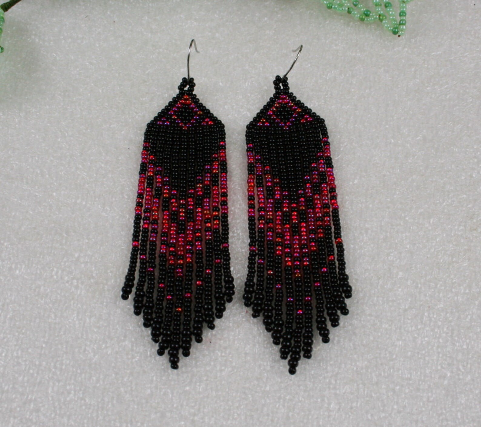 Fringe Earrings Long Indian Style Beaded Earrings Boho Etsy