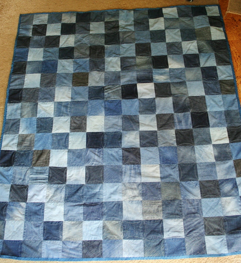 Denim Patchwork Rag Quilt Made From Upcycled Jeans Denim - Etsy