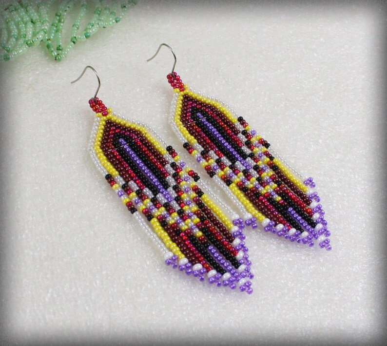 Fringe Earrings Long Indian Style Beaded Earrings Boho Etsy