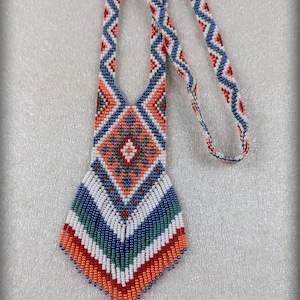 Gift Ethnic Long Beaded Necklace , beadwoven long necklace , traditional beadwork