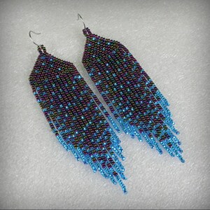 Boho Fransen Perlen Ohrringe, lange baumeln, Tschechische Perlen