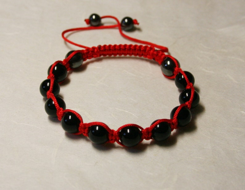 Beautiful handmade MEN Shamballa Bracelet with Black Agate Onyx Beads , stone bracelet , Agate Bracelet image 2