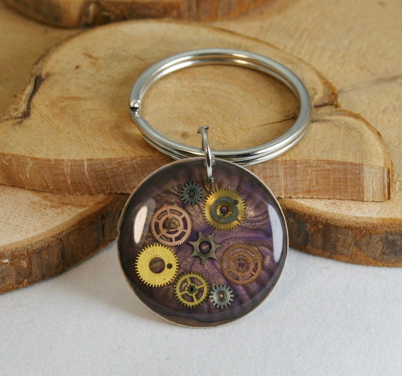 Steampunk Resin Keychain Resin Keychain Steampunk Etsy