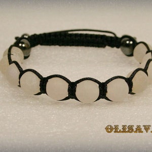 Beautiful handmade MEN Shamballa Bracelet with White Dream Fire Dragon Veins Agate , stone bracelet , Shamballa bracelet