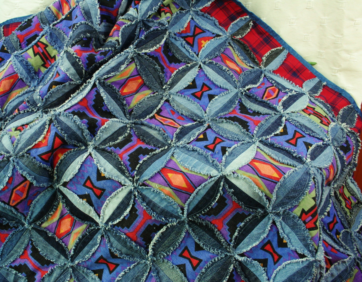 Denim Patchwork Rag Quilt Made From Upcycled Jeans Denim Etsy