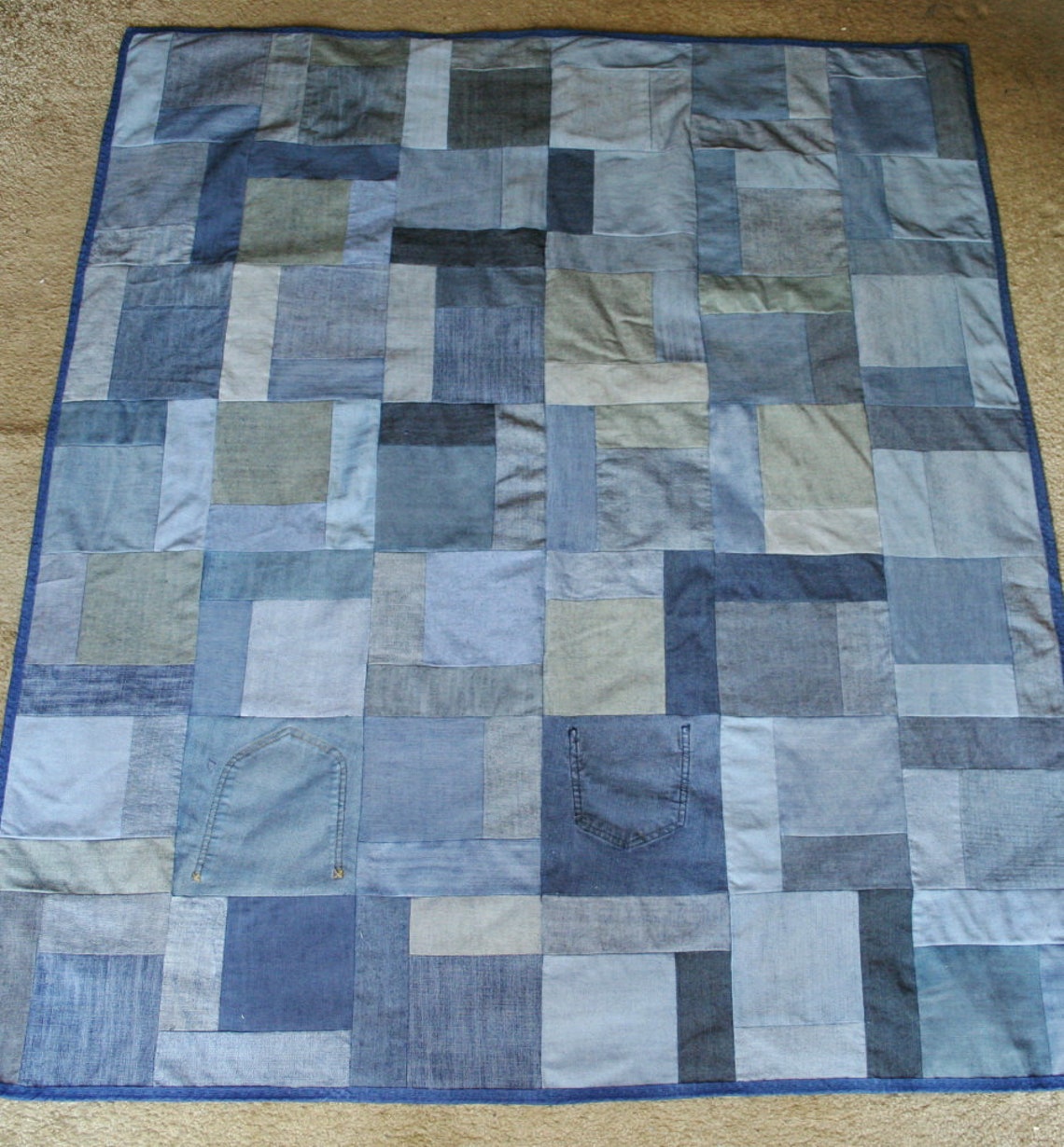 Denim Patchwork Rag Quilt Made From Upcycled Jeans Denim - Etsy