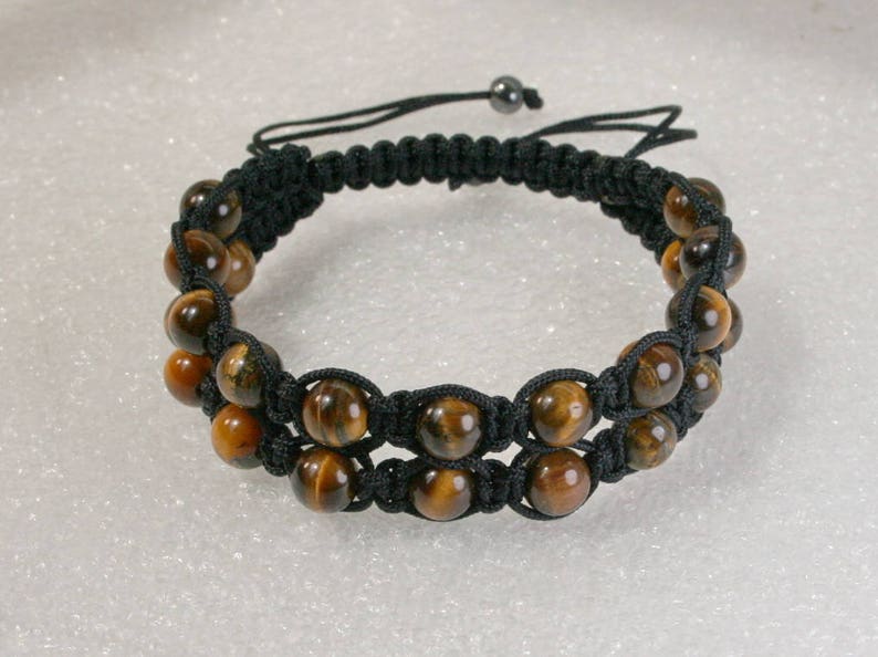 Double Men Shamballa Bracelet With 8 Mm Tiger Eye Beads - Etsy