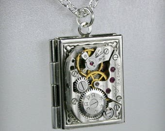 Steampunk  jewelry , Steampunk Book  pendant /  locket /  necklace , Steampunk jewelry , Clockwork pendant/ Clockwork pendant /  locket /