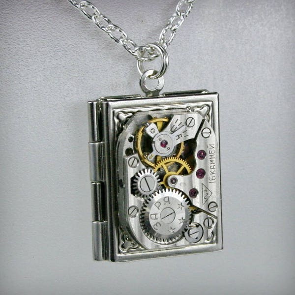 Bijoux steampunk, pendentif livre steampunk/médaillon/collier, bijoux steampunk, pendentif mécanique/pendentif mécanique/médaillon/