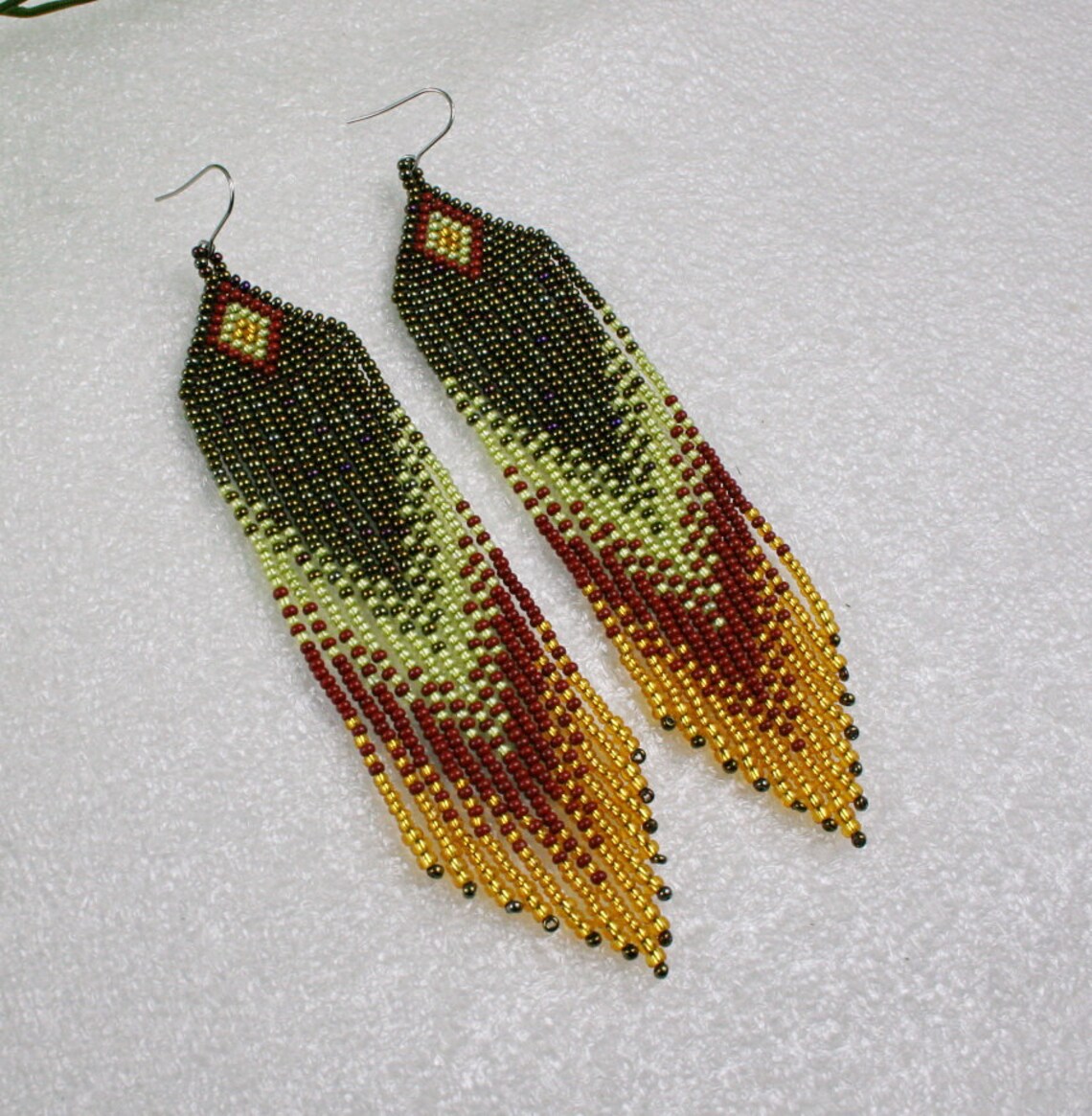 Fringe Earrings Long Indian Style Beaded Earrings Boho Etsy