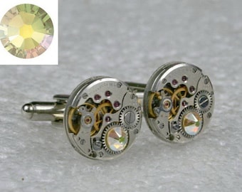 Steampunk-manchetknopen met Jonquil AB-kristallen