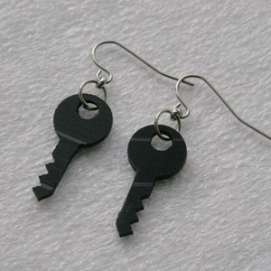 Vinyl record earrings , Vinyl record jewelry , recycled jewelry earrings , keys earrings image 2