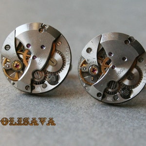 SALE...Watch Movement Cufflinks  ,  Steampunk Cufflinks . Steampunk jewelry ,  Vintage Clockwork Watch Movement Cuff Links