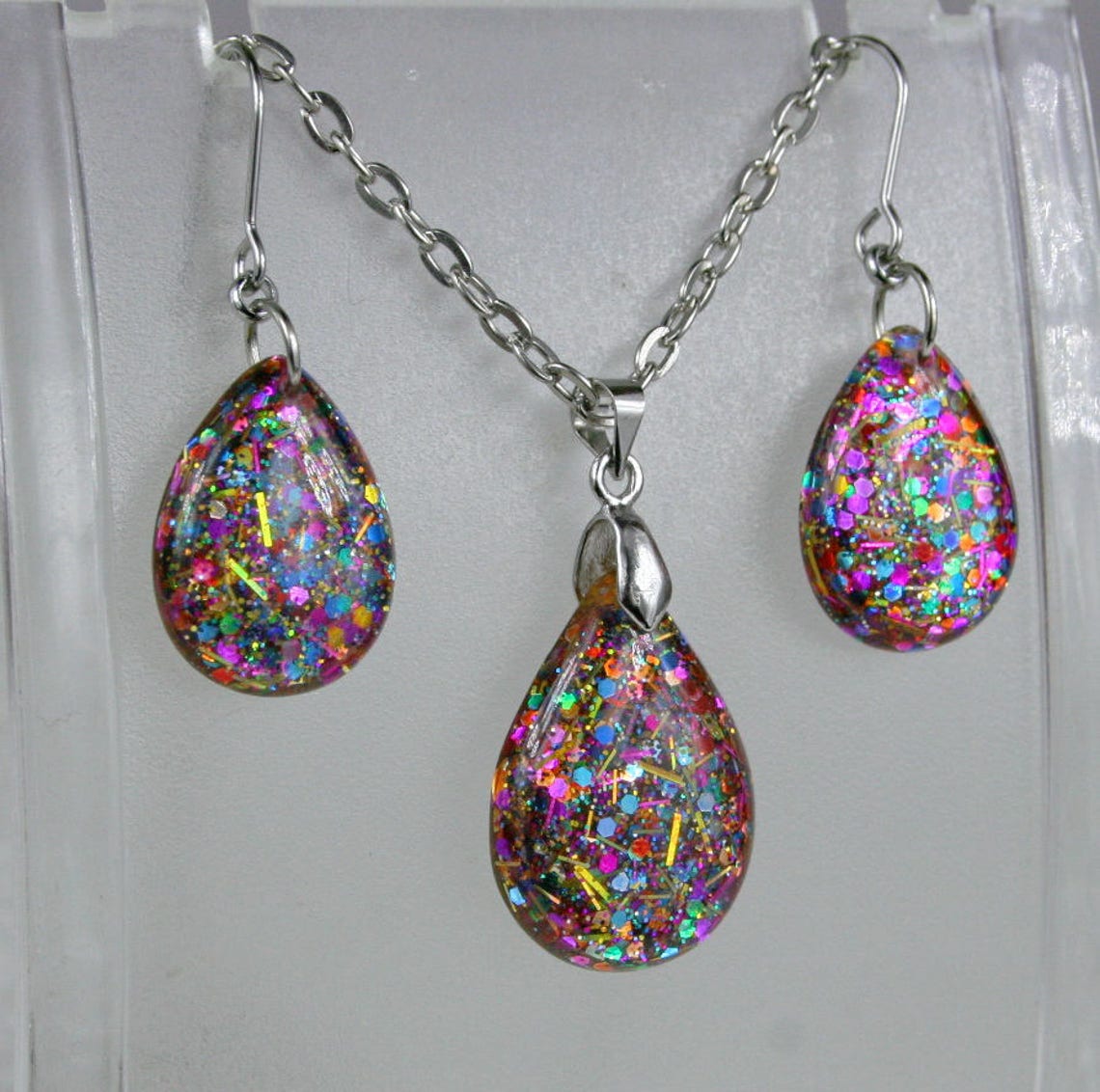 Saleresin Glitter Earrings and Pendant Resin Jewelry  Etsy