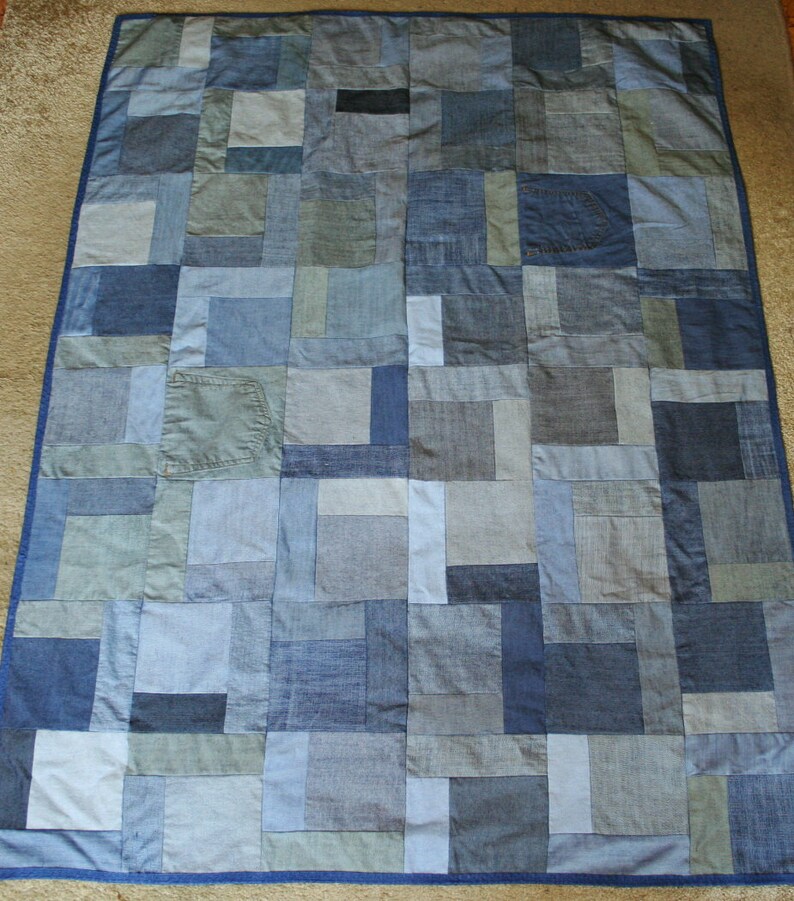 Denim Patchwork Rag Quilt Made From Upcycled Jeans Denim - Etsy