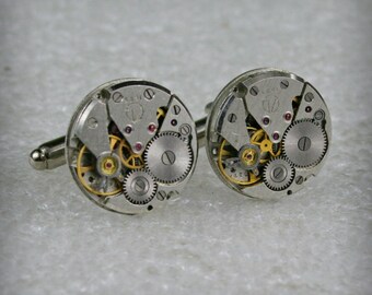 VERKOOP... Bekijk beweging manchetknopen, Steampunk manchetknopen. Steampunk-sieraden. Vintage uurwerk horloge beweging manchetknopen