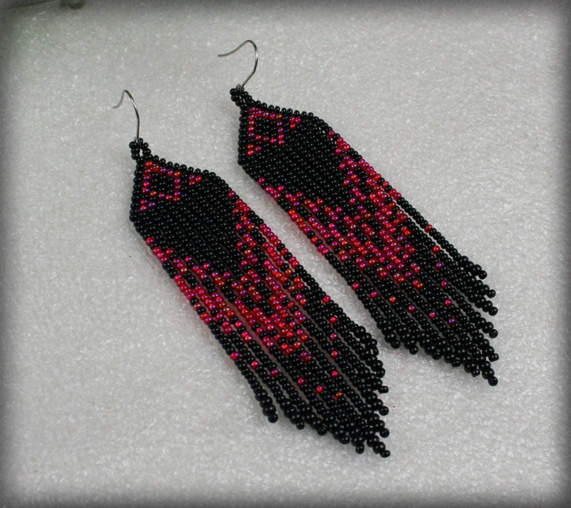 Fringe Earrings Long Indian Style Beaded Earrings Boho Etsy
