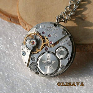 Men Watch movement  Steampunk   Pendant ,  Steampunk Jewelry ,   Vintage Clockwork Watch Movement Pendant , Clockwork  Pendant