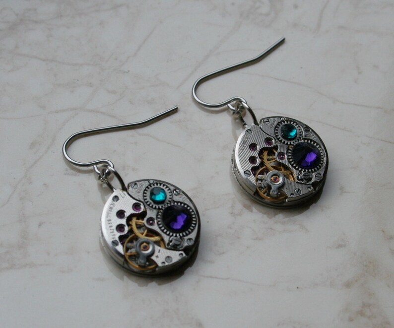 Steampunk Earrings With Vintage Mechanical Watch Movement and Etsy