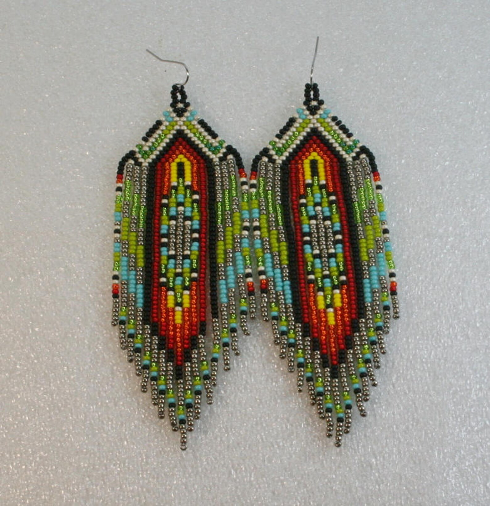 Fringe earrings Ethnic style Long Indian style beads | Etsy