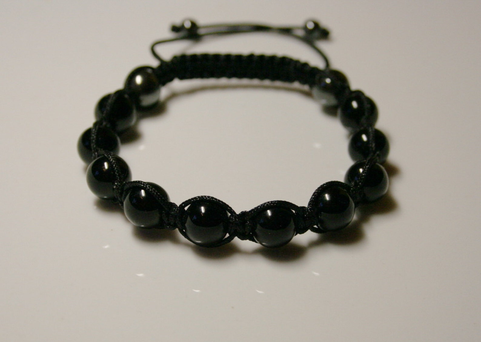 Mens Shamballa Bracelet With 10 Mm Black Agate Onyx Beads Etsy
