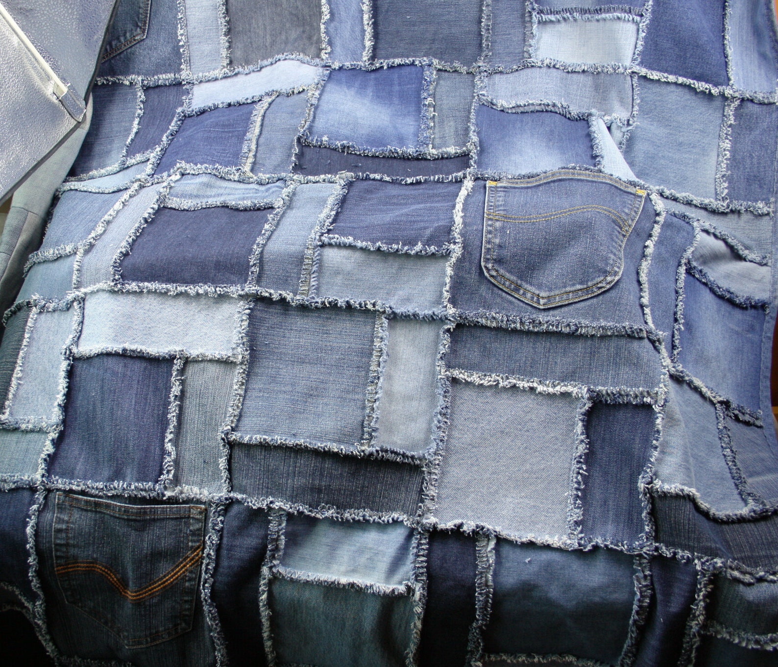 Denim Patchwork Rag Quilt Made From Upcycled Jeans Denim - Etsy