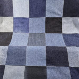Denim Patchwork Rag Quilt made from upcycled jeans ,  Denim Picnic or Utility Blanket or Quilt //Up-Cycled Denim Quilt