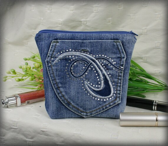 Denim cosmetic clearance bag