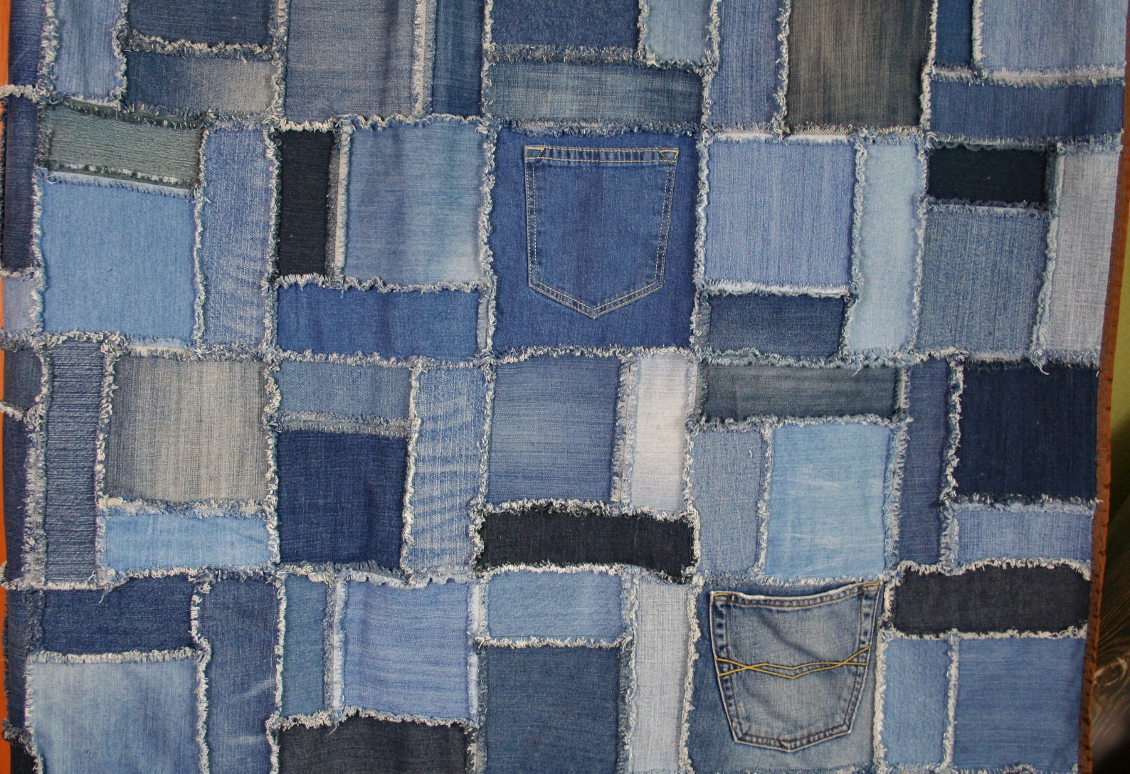 Denim Patchwork Rag Quilt Made From Upcycled Jeans Denim Etsy