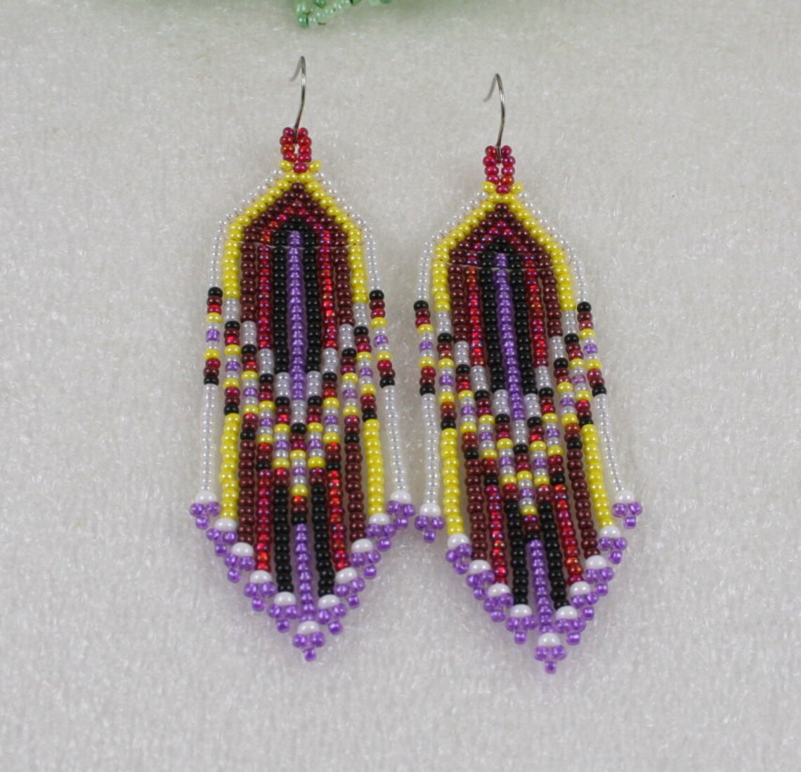 Fringe Earrings Long Indian Style Beaded Earrings Boho Etsy