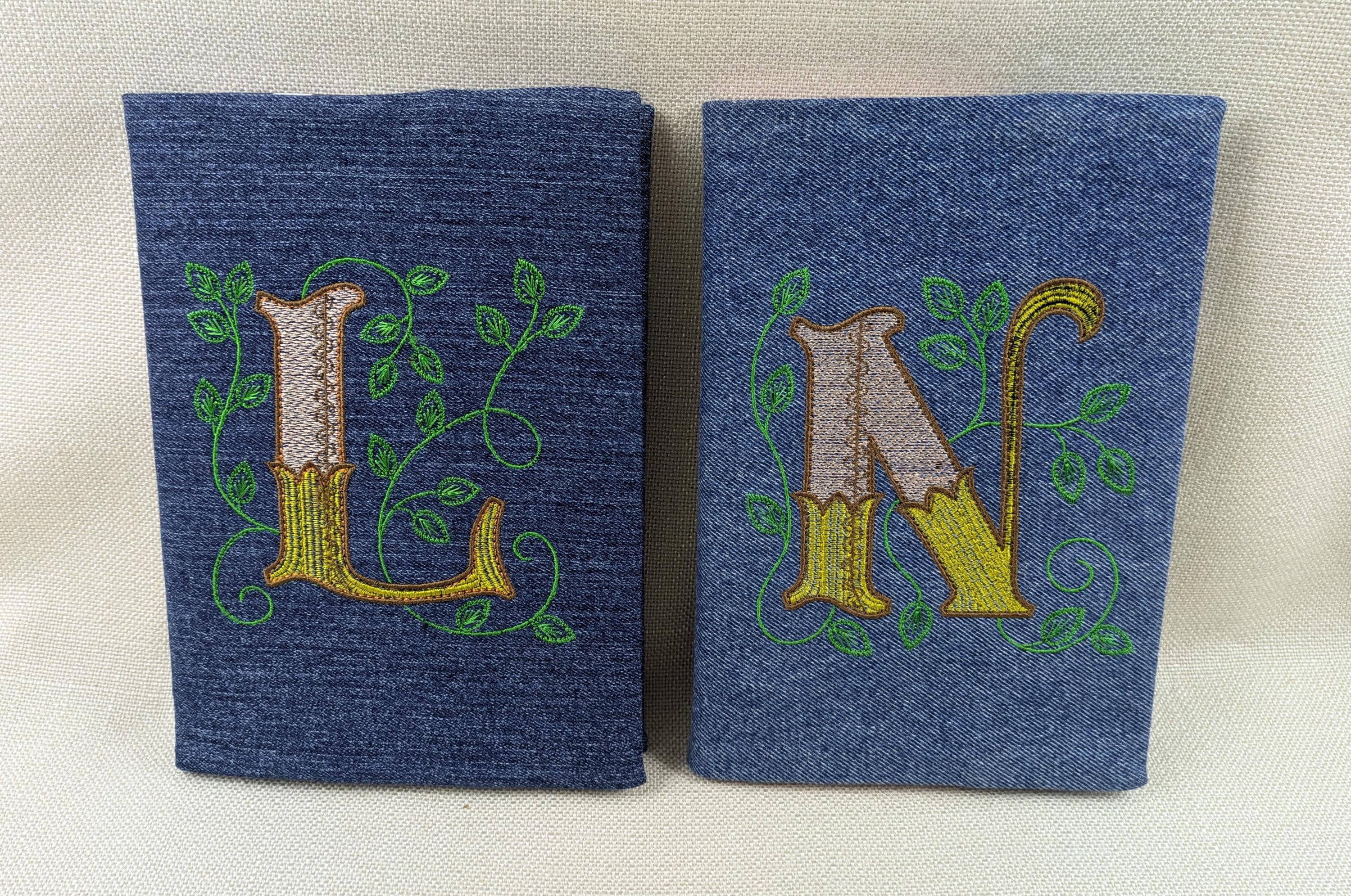 Denim Upcycled Notebook Cover, Personalized Embroidery , Letter on ...