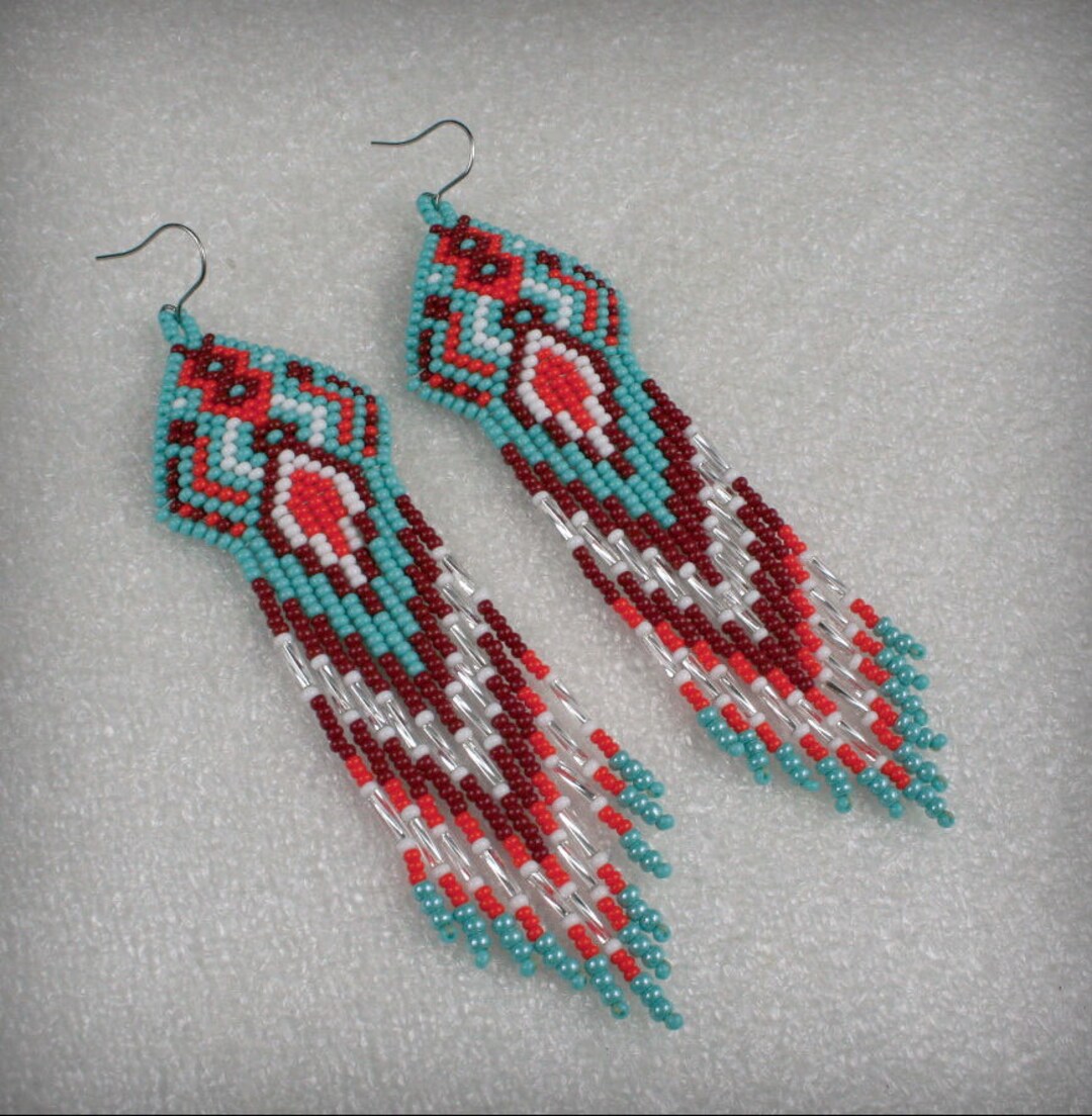 Orecchini Lunghi Boho &ndash; Frange E Piume &ndash; Gioielli Etnici Vintage &ndash; Chiusura A Gancio