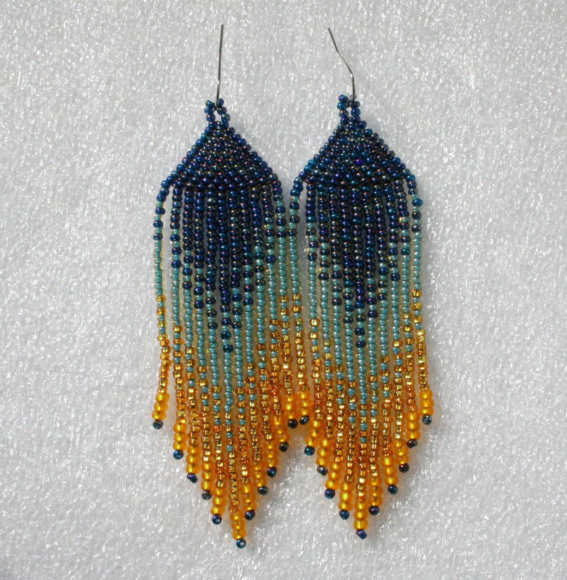 Fringe Earrings Long Indian Style Beaded Earrings Boho Etsy Canada