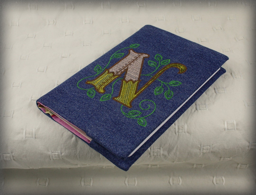 Denim Upcycled Notebook Cover, Personalized Embroidery , Letter on ...