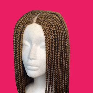 READY TO SHIP*Micro Braids Off Black Box Braids Braided Wig Braids Wig Hand made Lace Side Part Wig Braided wig