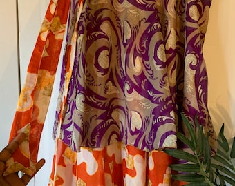 Vintage Floral Wrap Skirt, One Size, Hippie Boho