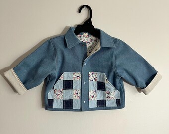 Denim Floral Chore coat