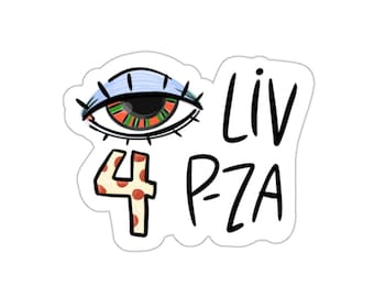 Pizza Lover 2.5” die-Cut Stickers, Eye Live for Pizza, Foodie Decals, Laptop Stickers, Planner Accessories, Waterproof Stickers